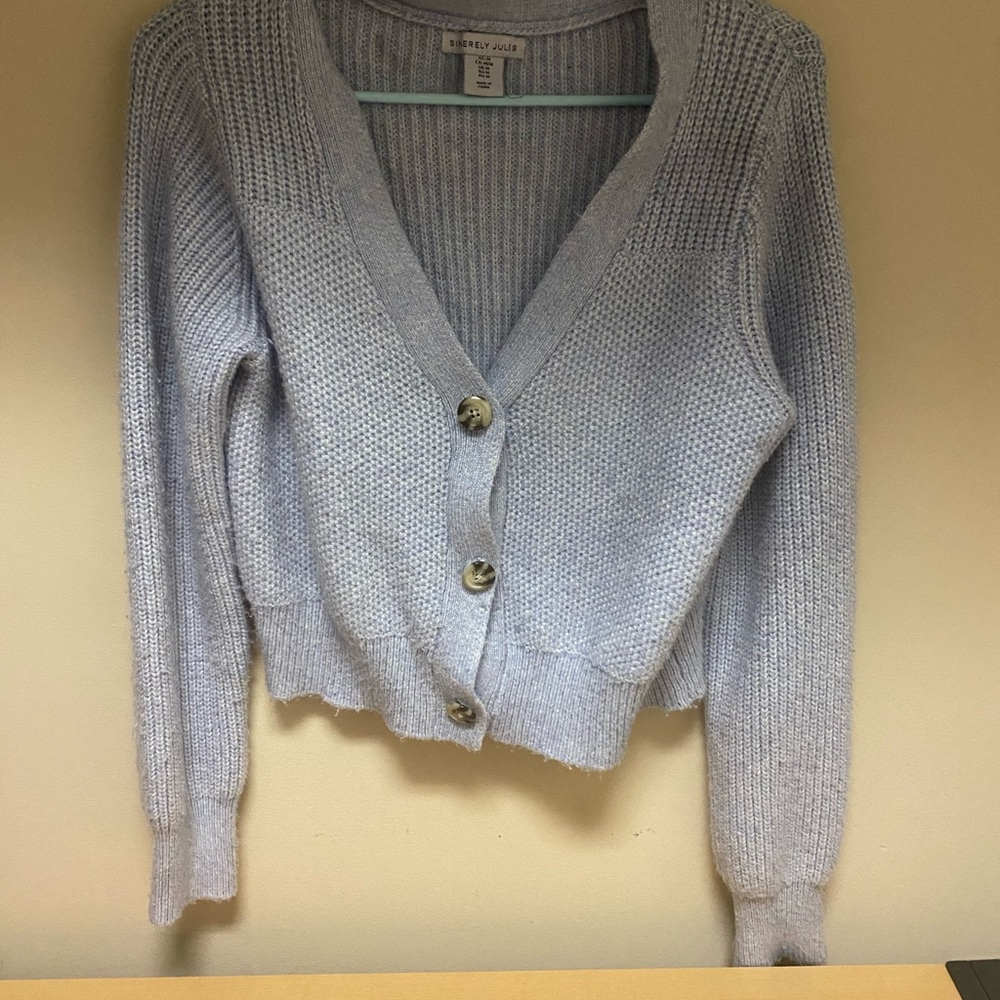 Light Blue Cropped Cardigan